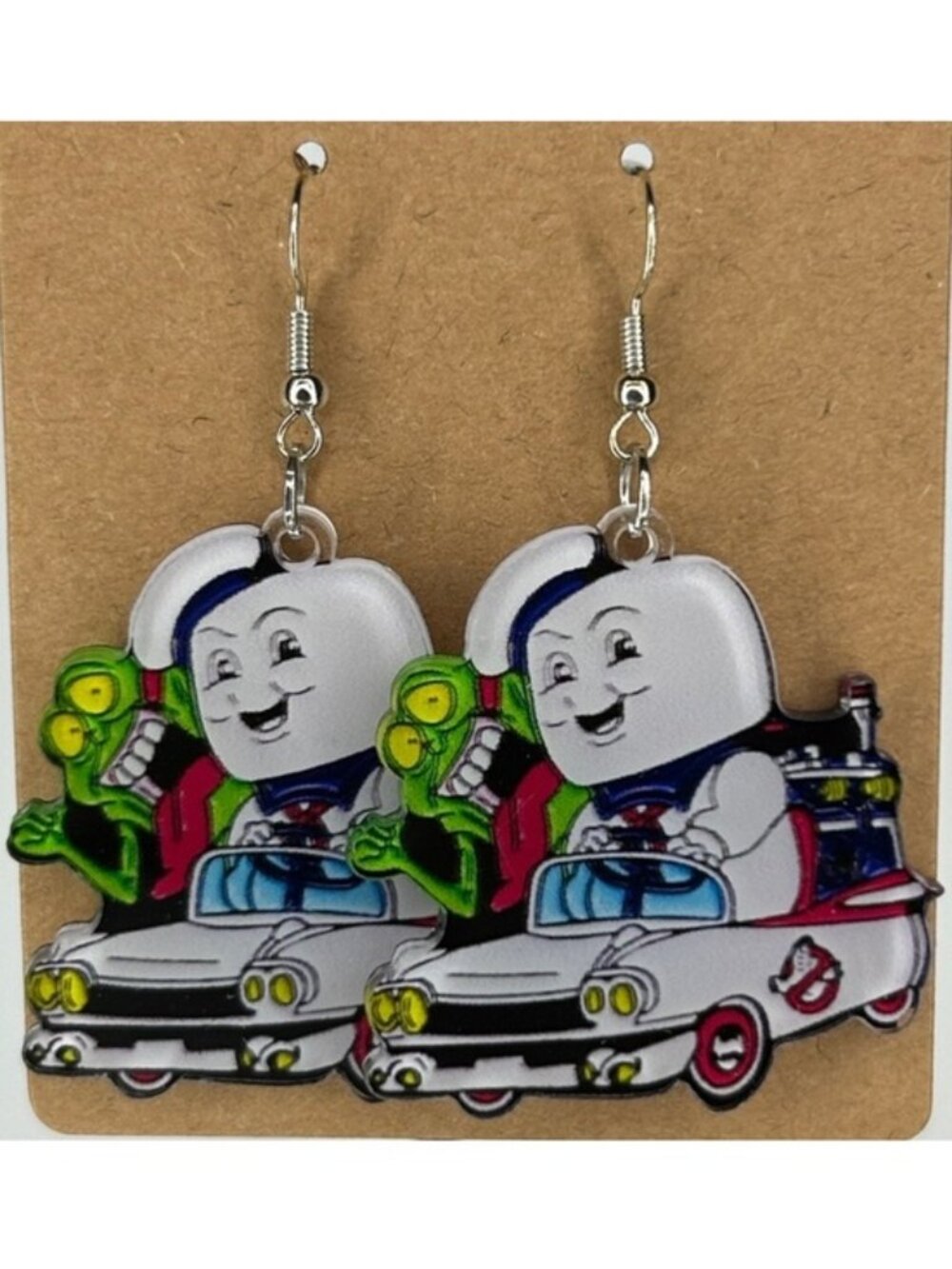 Ghost Buster Acrylic 2D Fun Drop Earrings Halloween